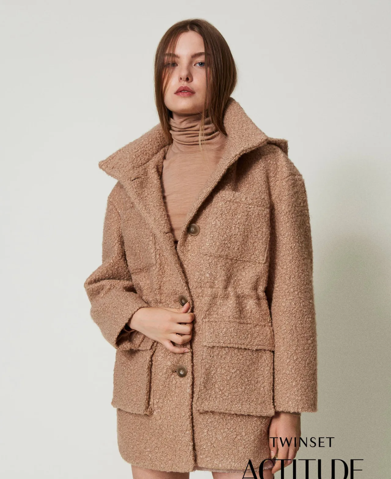 Manteaux Et Trenchs*TWINSET Milano Parka En Drap Froncé Marron « Beaver »