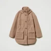 parka_en_drap_fronc_1.webp Manteaux Et Trenchs*TWINSET Milano Parka En Drap Froncé Marron « Beaver »