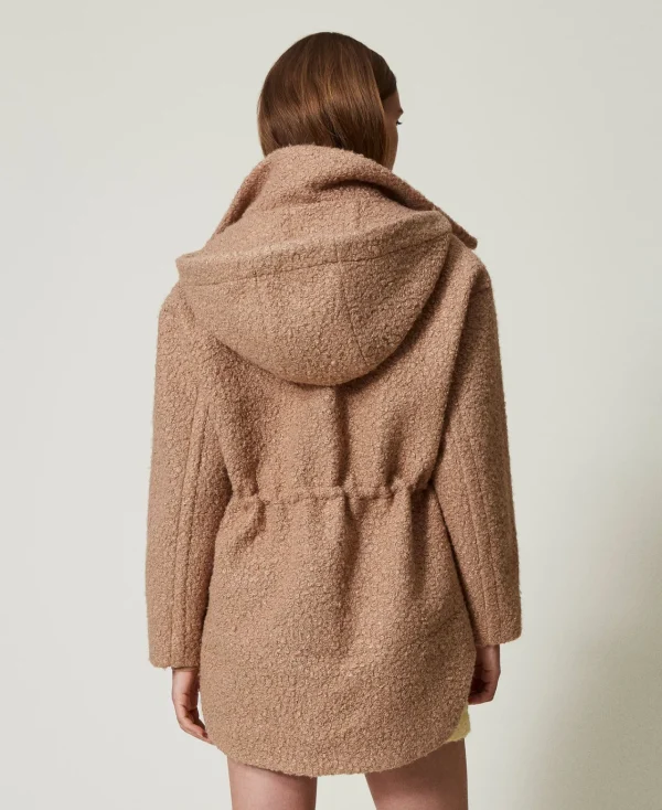 parka_en_drap_fronc_3.webp Manteaux Et Trenchs*TWINSET Milano Parka En Drap Froncé Marron « Beaver »