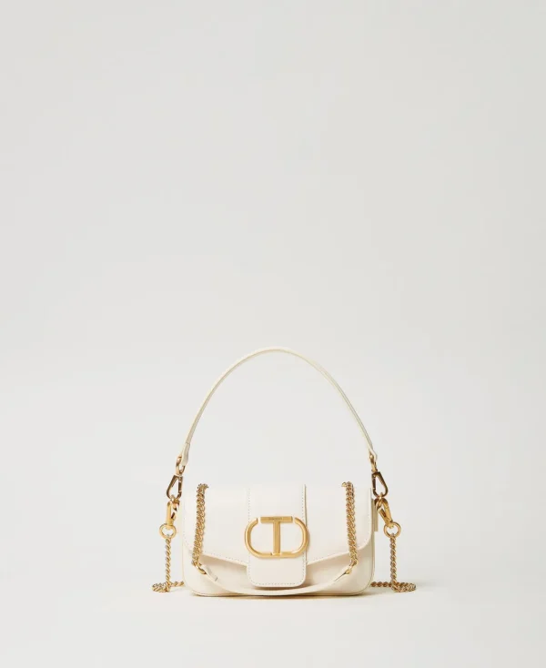 Sacs Porté Épaule | Sacs À Bandoulière*TWINSET Milano Petit Sac à Bandoulière «Amie» En Cuir Blanc « Old White »