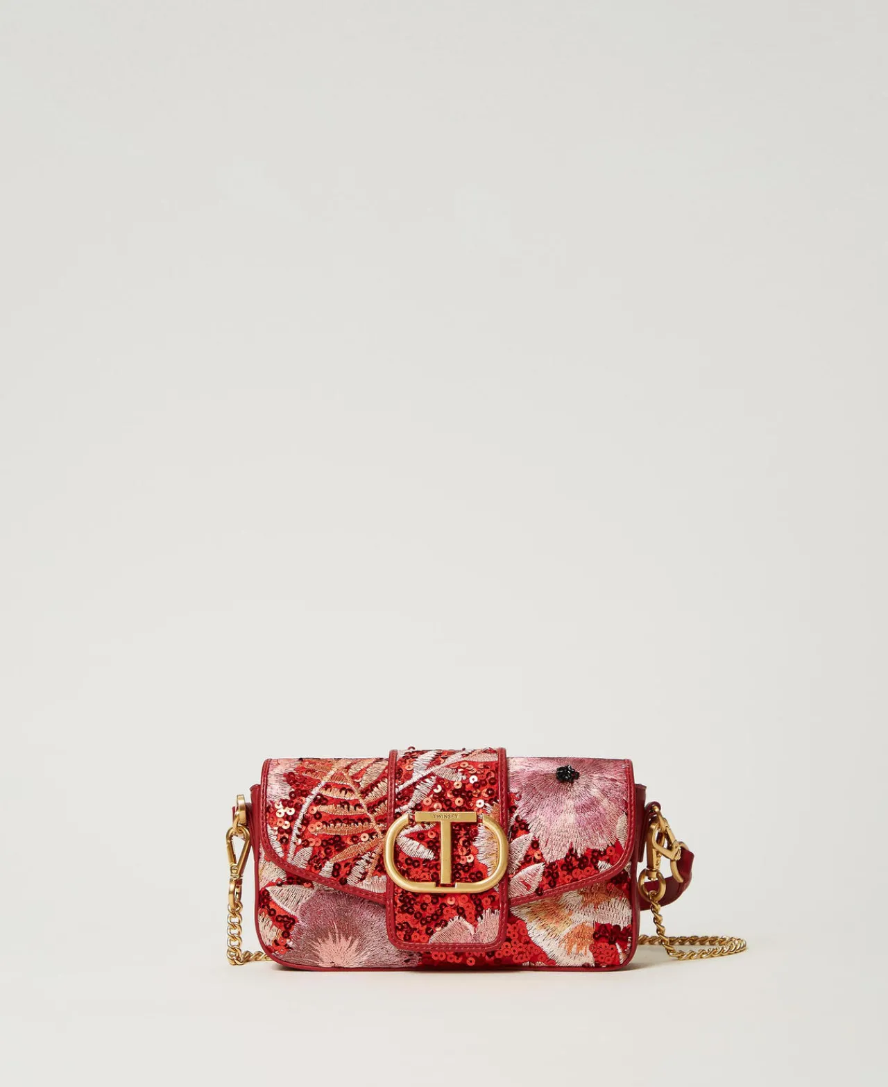 petit_sac__bandoulire_ami_0-2.webp Sacs Porté Épaule | Sacs À Bandoulière*TWINSET Milano Petit Sac à Bandoulière «Amie» Avec Broderie Grandes Fleurs Rouge/Red Plum