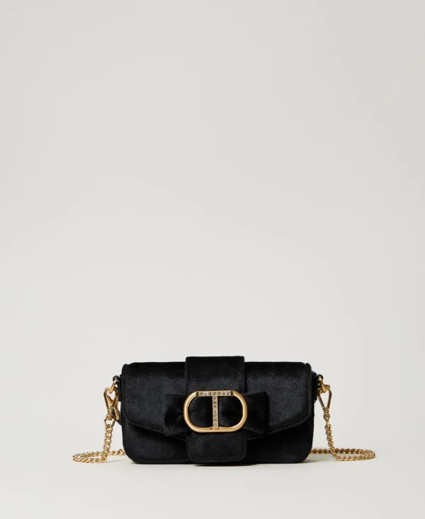 petit_sac__bandoulire_ami_0.webp Sacs Porté Épaule | Sacs À Bandoulière*TWINSET Milano Petit Sac à Bandoulière «Amie» En Velours Brodé Noir