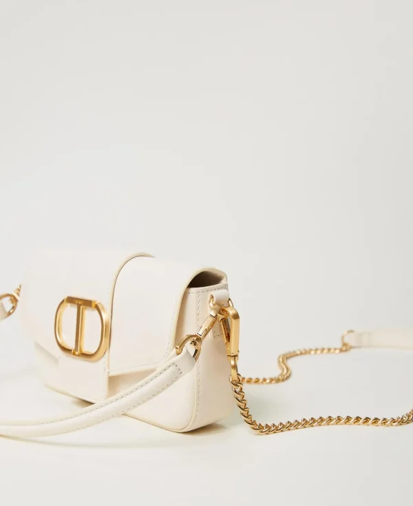 Sacs Porté Épaule | Sacs À Bandoulière*TWINSET Milano Petit Sac à Bandoulière «Amie» En Cuir Blanc « Old White »