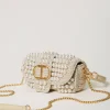 Sacs Porté Épaule | Sacs À Bandoulière*TWINSET Milano Petit Sac à Bandoulière «Amie» En Crochet Avec Perles Blanc « Old White »