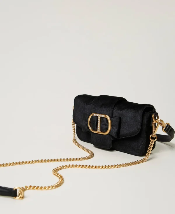 petit_sac__bandoulire_ami_2.webp Sacs Porté Épaule | Sacs À Bandoulière*TWINSET Milano Petit Sac à Bandoulière «Amie» En Velours Brodé Noir