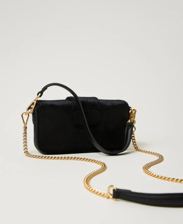 petit_sac__bandoulire_ami_3.webp Sacs Porté Épaule | Sacs À Bandoulière*TWINSET Milano Petit Sac à Bandoulière «Amie» En Velours Brodé Noir