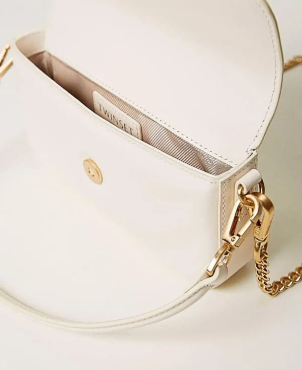 Sacs Porté Épaule | Sacs À Bandoulière*TWINSET Milano Petit Sac à Bandoulière «Amie» En Cuir Blanc « Old White »