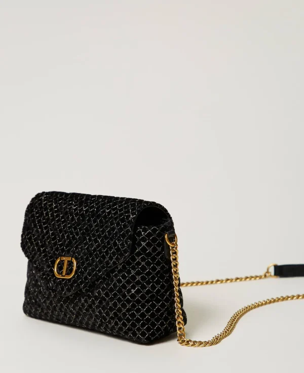 petit_sac__bandoulire_dre_2.webp Sacs Porté Épaule | Sacs À Bandoulière*TWINSET Milano Petit Sac à Bandoulière «Dreamy» En Velours Brodé Noir