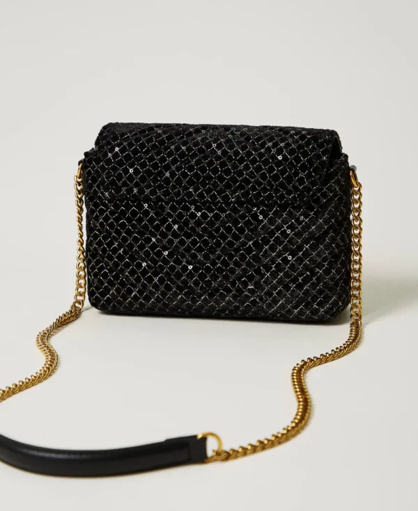 petit_sac__bandoulire_dre_3.webp Sacs Porté Épaule | Sacs À Bandoulière*TWINSET Milano Petit Sac à Bandoulière «Dreamy» En Velours Brodé Noir