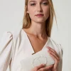 Sacs Porté Épaule | Sacs À Bandoulière*TWINSET Milano Pochette Avec Perles Et Oval T Blanc « Old White »