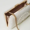 Sacs Porté Épaule | Sacs À Bandoulière*TWINSET Milano Pochette Avec Perles Et Oval T Blanc « Old White »