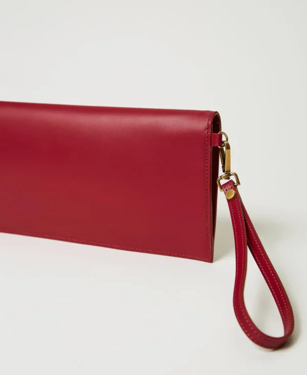 pochette_en_cuir_avec_log_3.webp Sacs À Main*TWINSET Milano Pochette En Cuir Avec Logo Bordeaux