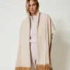 poncho_chin_avec_franges_0.webp Ponchos*TWINSET Milano Poncho Chiné Avec Franges Marron « Sandy Brown »