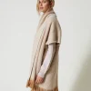 poncho_chin_avec_franges_2.webp Ponchos*TWINSET Milano Poncho Chiné Avec Franges Marron « Sandy Brown »