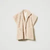 Ponchos*TWINSET Milano Poncho En Fausse Fourrure Avec Logo Blanc « White Cream »