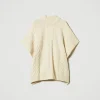 Ponchos*TWINSET Milano Poncho En Maille Avec Torsades Blanc Antique White
