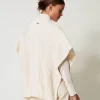 Ponchos*TWINSET Milano Poncho En Maille Avec Torsades Blanc Antique White