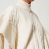 Ponchos*TWINSET Milano Poncho En Maille Avec Torsades Blanc Antique White