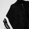 poncho_en_maille_jacquard_3.webp Ponchos*TWINSET Milano Poncho En Maille Jacquard Avec Logo Noir