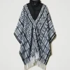 poncho_jacquard_avec_logo_1.webp Ponchos*TWINSET Milano Poncho Jacquard Avec Logo Noir