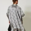 Ponchos*TWINSET Milano Poncho Jacquard Avec Oval T Jacquard Oval T Gris Chiné Foncé