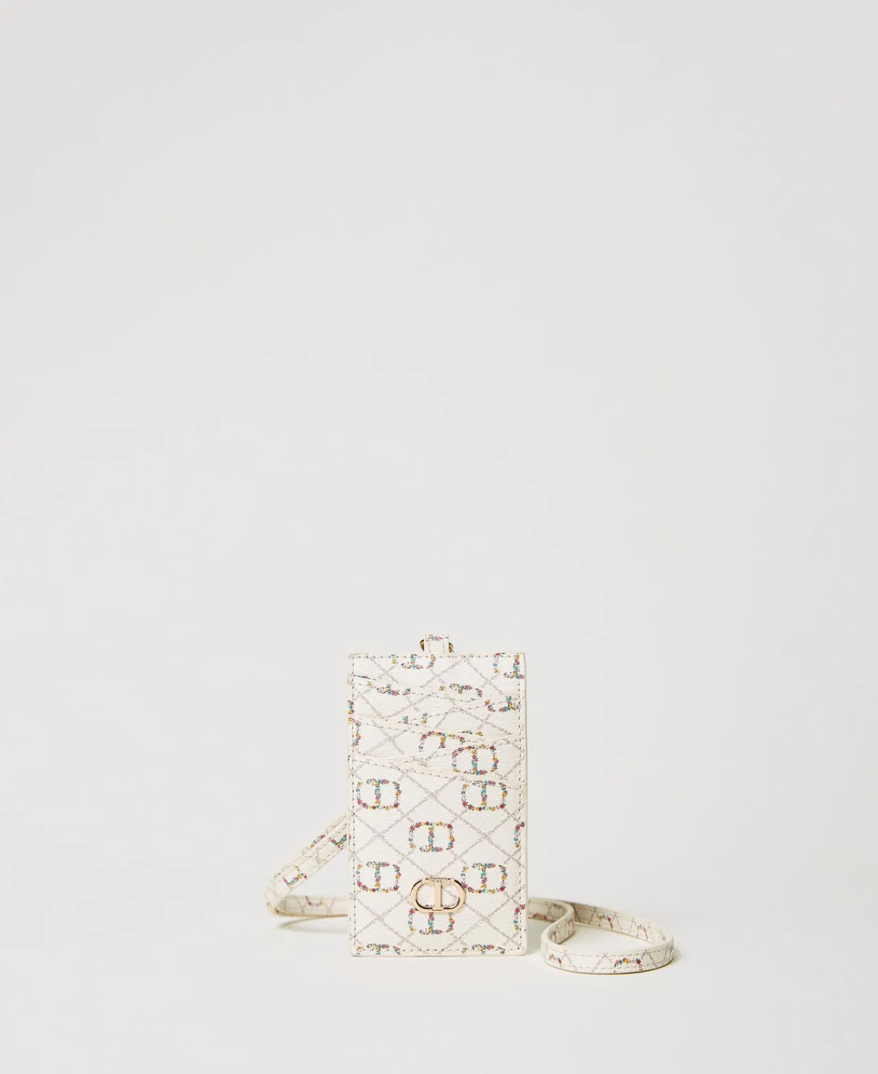 Portefeuilles Et Porte-Clés*TWINSET Milano Porte-cartes Avec Bandoulière OVAL T Fleur et Twinset/Ivoire