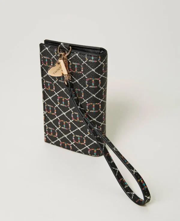 portecartes_avec_lacet_2.webp Portefeuilles Et Porte-Clés*TWINSET Milano Porte-cartes Avec Lacet OVAL T Fleur et Twinset/Noir