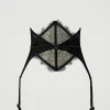 portejarretelles_en_dente_1.webp Sous-Vêtements Et Vêtements De Nuit*TWINSET Milano Porte-jarretelles En Dentelle Et Tulle Noir