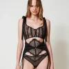 portejarretelles_en_dente_2.webp Sous-Vêtements Et Vêtements De Nuit*TWINSET Milano Porte-jarretelles En Dentelle Et Tulle Noir