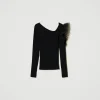 Pulls Et Cardigans*TWINSET Milano Pull Ajusté Avec Ajour Et Tulle Noir