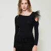 Pulls Et Cardigans*TWINSET Milano Pull Ajusté Avec Ajour Et Tulle Noir