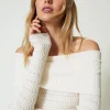Pulls Et Cardigans*TWINSET Milano Pull Ajusté Avec épaules Dénudées Nacre