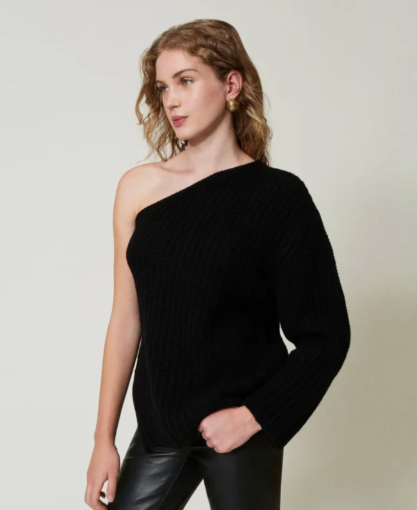 pull_alice_en_laine_et_ca_2.webp Pulls Et Cardigans*TWINSET Milano Pull «Alice» En Laine Et Cachemire Noir