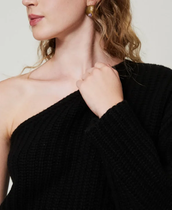 pull_alice_en_laine_et_ca_4.webp Pulls Et Cardigans*TWINSET Milano Pull «Alice» En Laine Et Cachemire Noir