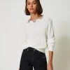 Pulls Et Cardigans*TWINSET Milano Pull Avec Broderies Réalisées à La Main Crème White