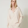 Pulls Et Cardigans*TWINSET Milano Pull Avec Col En Satin Rose Cloud Pink