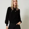 Pulls Et Cardigans*TWINSET Milano Pull Avec Dentelle Et Nœud Noir