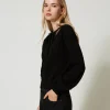pull_avec_dentelle_et_nud_2.webp Pulls Et Cardigans*TWINSET Milano Pull Avec Dentelle Et Nœud Noir
