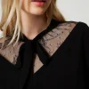 pull_avec_dentelle_et_nud_4.webp Pulls Et Cardigans*TWINSET Milano Pull Avec Dentelle Et Nœud Noir
