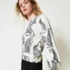 pull_avec_imprim_jaguars_0.webp Pulls Et Cardigans*TWINSET Milano Pull Avec Imprimé Jaguars Imprimé Jaguars Noir/Blanc Neige