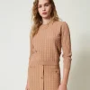 pull_avec_mlange_de_point_0.webp Pulls Et Cardigans*TWINSET Milano Pull Avec Mélange De Points Marron « Sandy Brown »