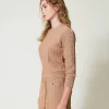 pull_avec_mlange_de_point_2.webp Pulls Et Cardigans*TWINSET Milano Pull Avec Mélange De Points Marron « Sandy Brown »