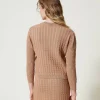 pull_avec_mlange_de_point_3.webp Pulls Et Cardigans*TWINSET Milano Pull Avec Mélange De Points Marron « Sandy Brown »