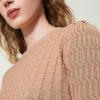 pull_avec_mlange_de_point_4.webp Pulls Et Cardigans*TWINSET Milano Pull Avec Mélange De Points Marron « Sandy Brown »