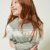 Pulls Et Cardigans*TWINSET Milano Pull Avec Oval T Jacquard Et Franges Bicolore Bleu « Frozen Fjord »/Blanc Cassé