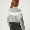 Pulls Et Cardigans*TWINSET Milano Pull Avec Oval T Jacquard Et Franges Bicolore Bleu « Frozen Fjord »/Blanc Cassé
