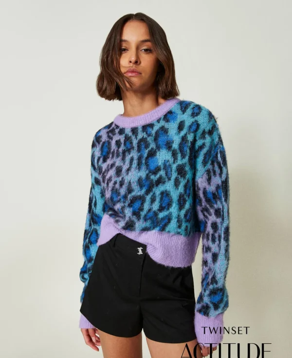 Pulls Et Cardigans*TWINSET Milano Pull Boxy MYFO En Maille Jacquard Jacquard Multicolore Léopard