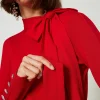 pull_col_montant_avec_nud_4.webp Pulls Et Cardigans*TWINSET Milano Pull Col Montant Avec Nœud Et Broderie Fiery Red