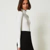 Pulls Et Cardigans*TWINSET Milano Pull Col Montant Avec Perles Crème White