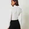 Pulls Et Cardigans*TWINSET Milano Pull Col Montant Avec Perles Crème White